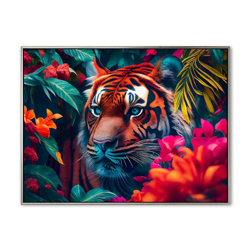 Jungle Tiger - 90x120 cm - Sølv ramme