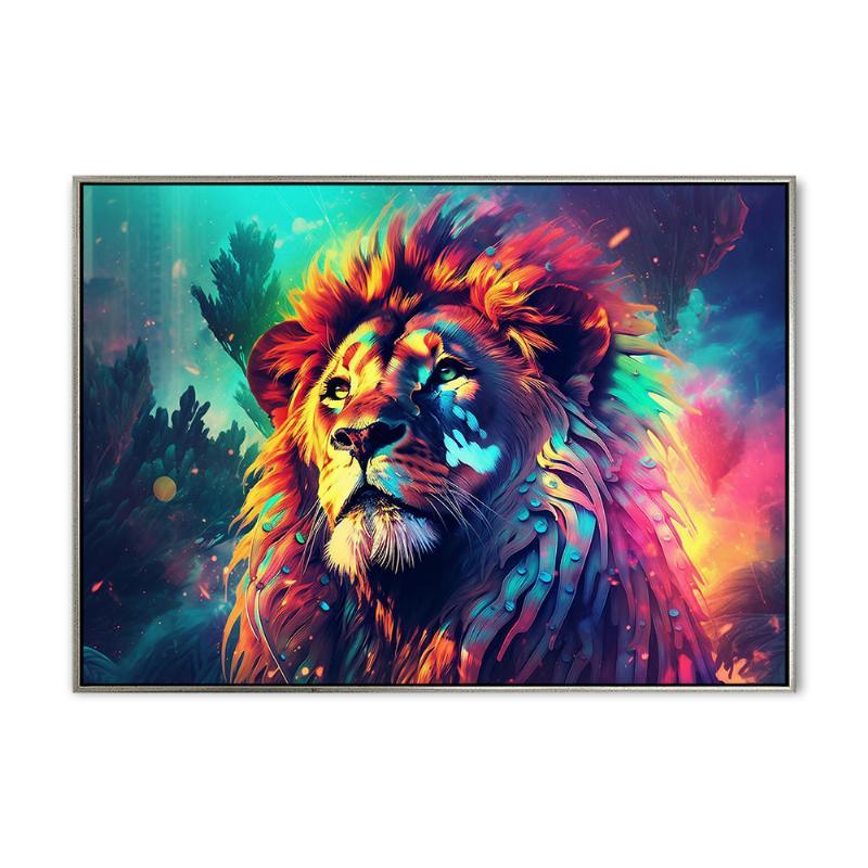 Løvernes Konge – 70x100 cm – Sølv ramme