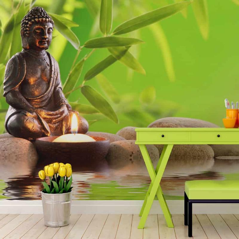 Buddha Fototapet med Lys i Zen Stil
