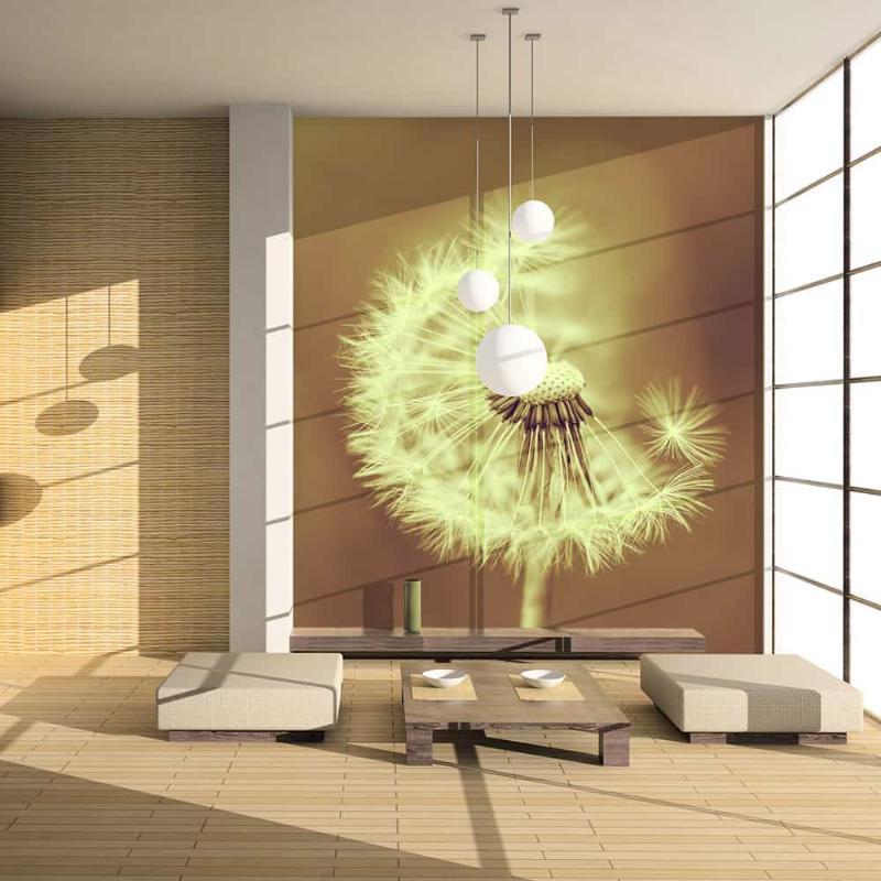 Fototapet med gullige mælkebøtter