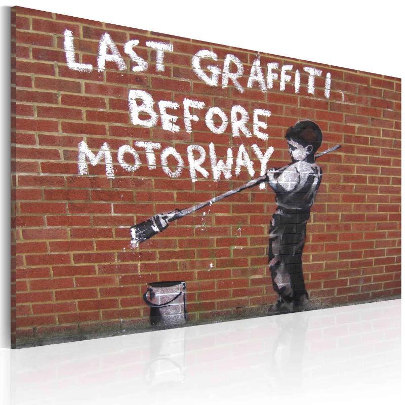 Lærredstryk: Banksy Graffiti ved Motorvejen