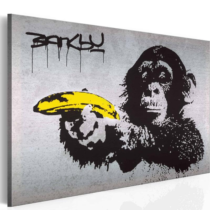 Lærredstryk: Stop, eller aben skyder! (Banksy)