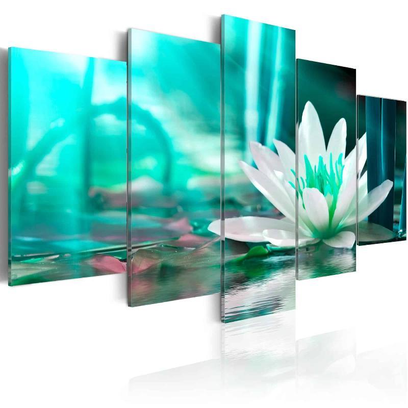 Turkis Lotus Lærredstryk