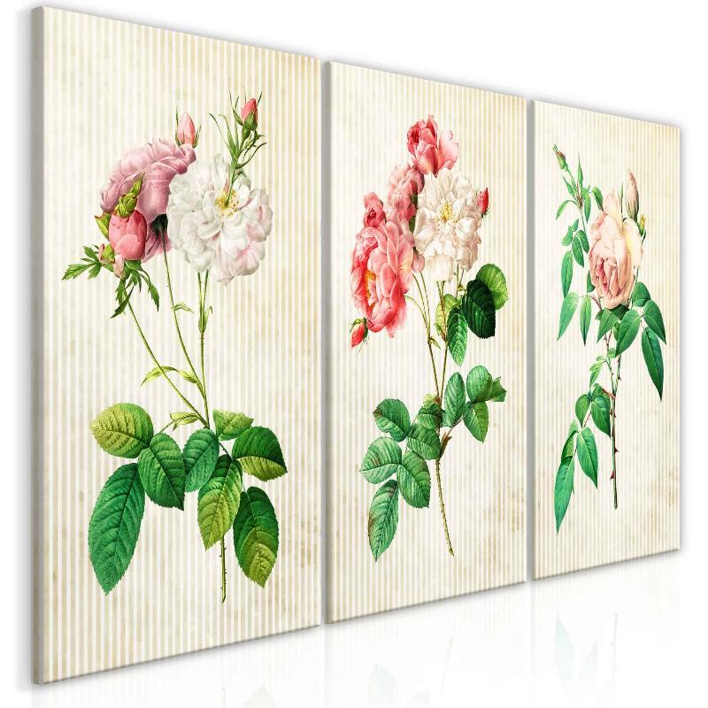 Blomstertrio Lærredstryk (Sæt)