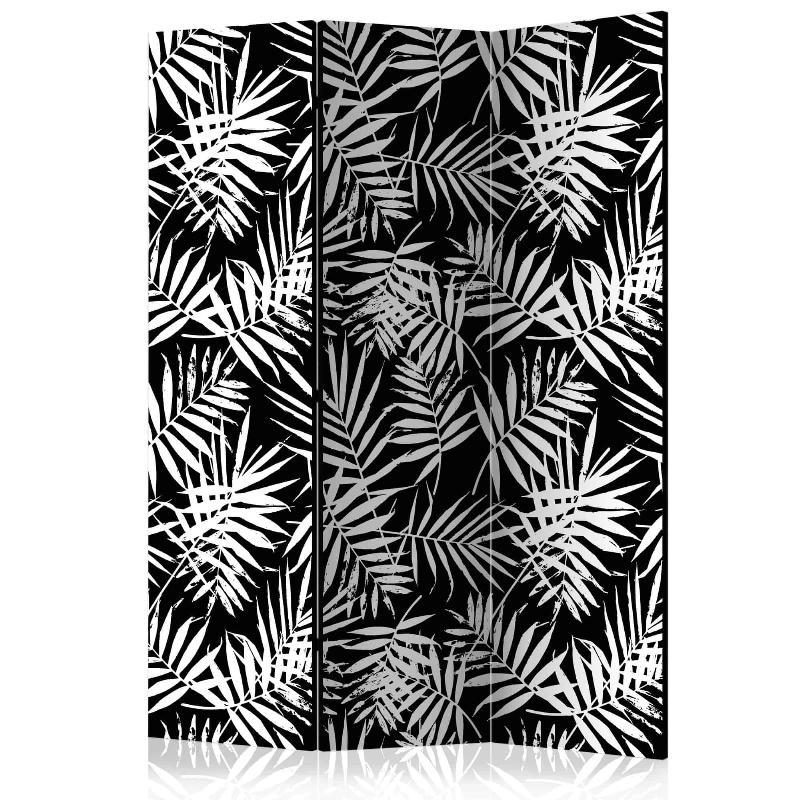 Skærmvæg i sort og hvid jungle design