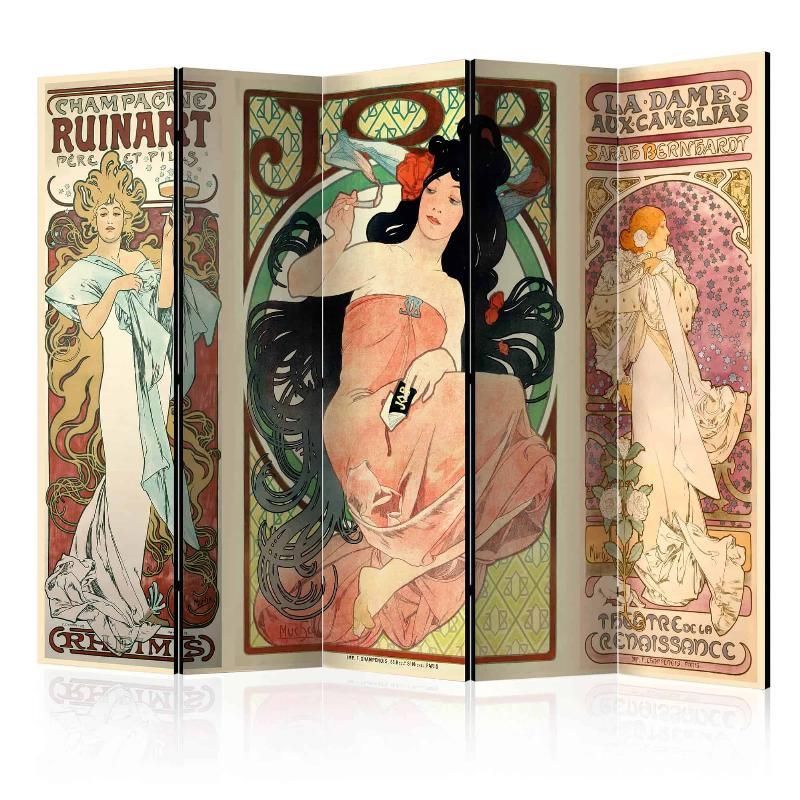 Skærmvæg med Alphonse Mucha motiv