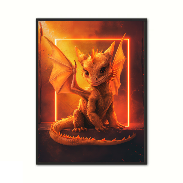 Plakat af orange babydrage 21 x 29,7 cm (A4)