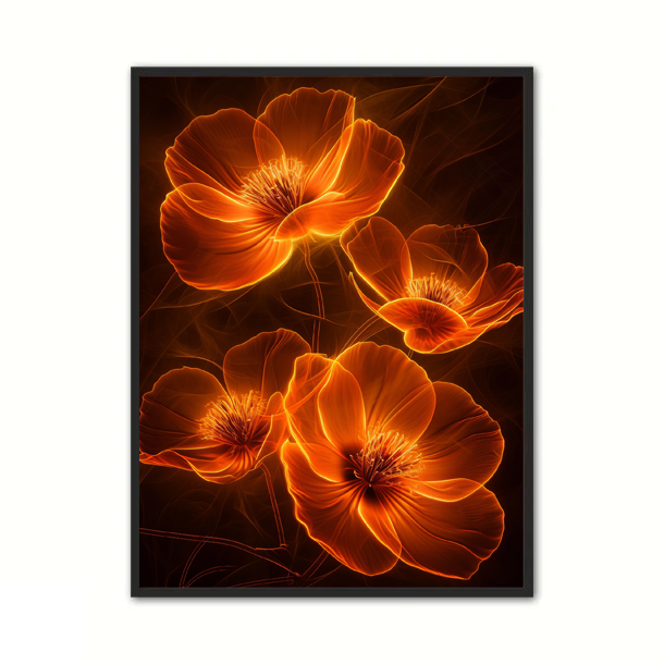Plakat med orange blomster - A4 21 x 29,7 cm