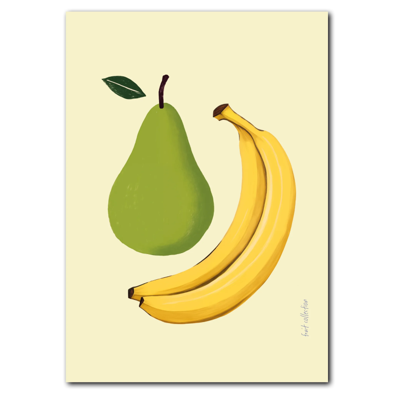 Pære & Banan Plakat 21x30 cm (A4) - Uden ramme
