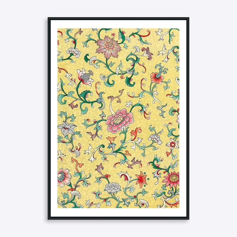 Blomsterprint i Gul - 21x30 cm
