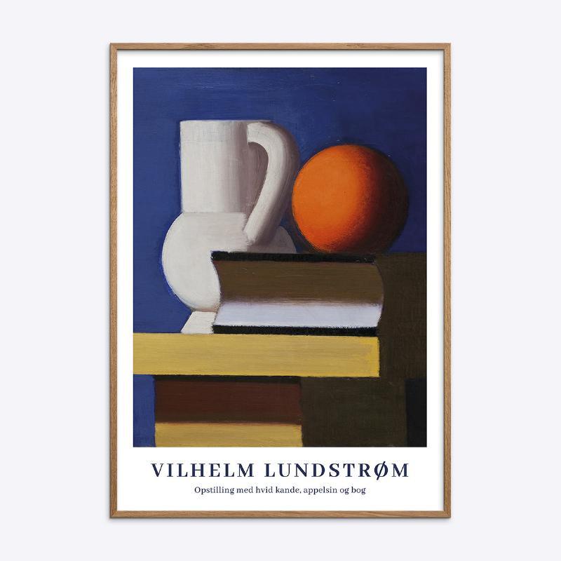 Vilhelm Lundstrøm: Hvid kande, appelsin og bog 21x30 cm