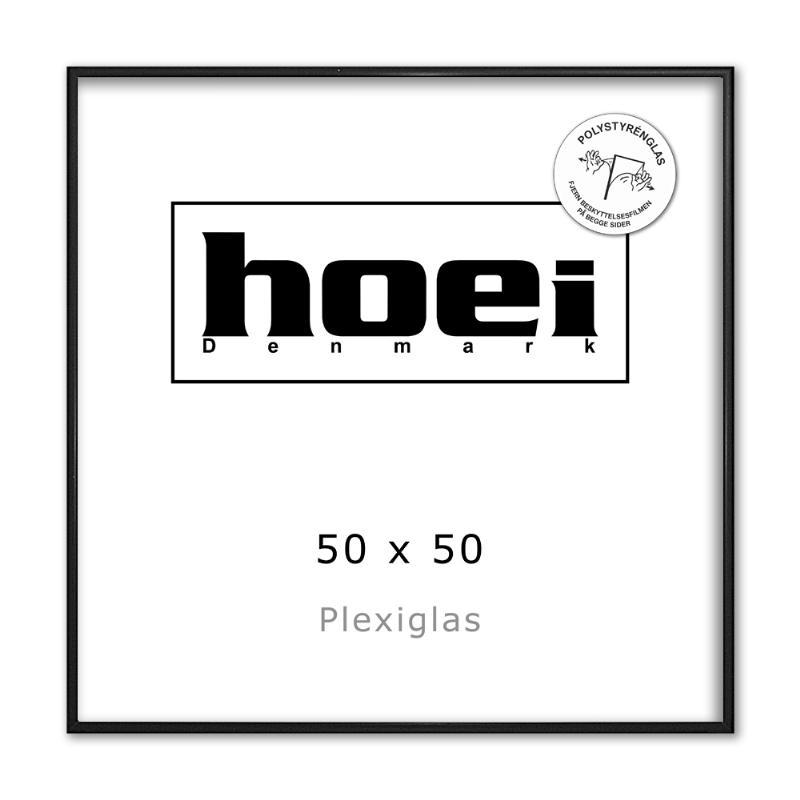 Sort aluminiumsramme 50x50 cm med plexiglas