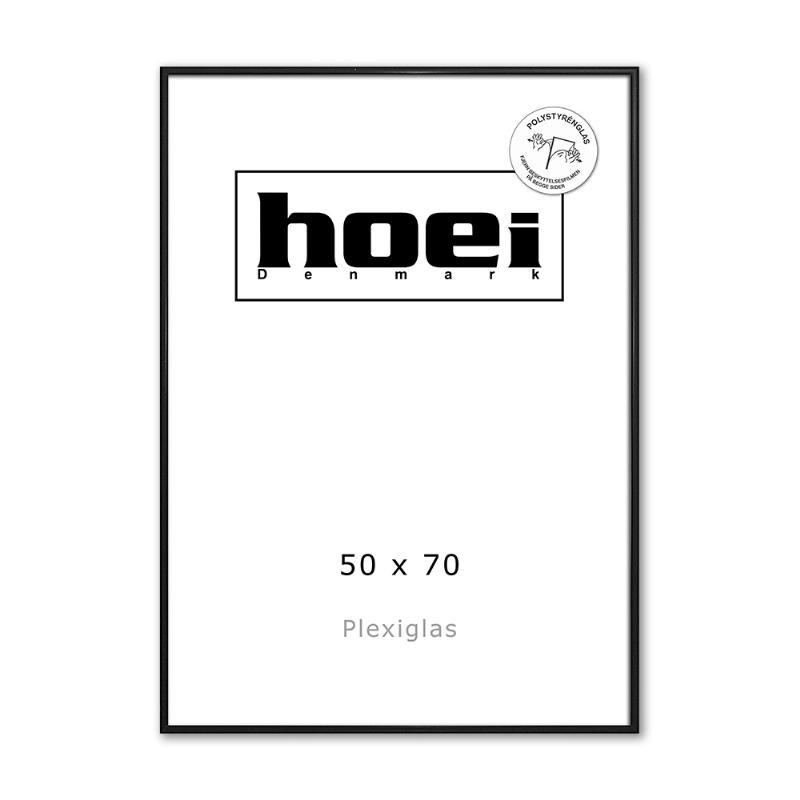 Sort aluminium ramme 50x70 cm med plexiglas