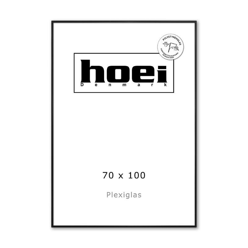 Sort aluminiumsramme 70x100 cm med plexiglas