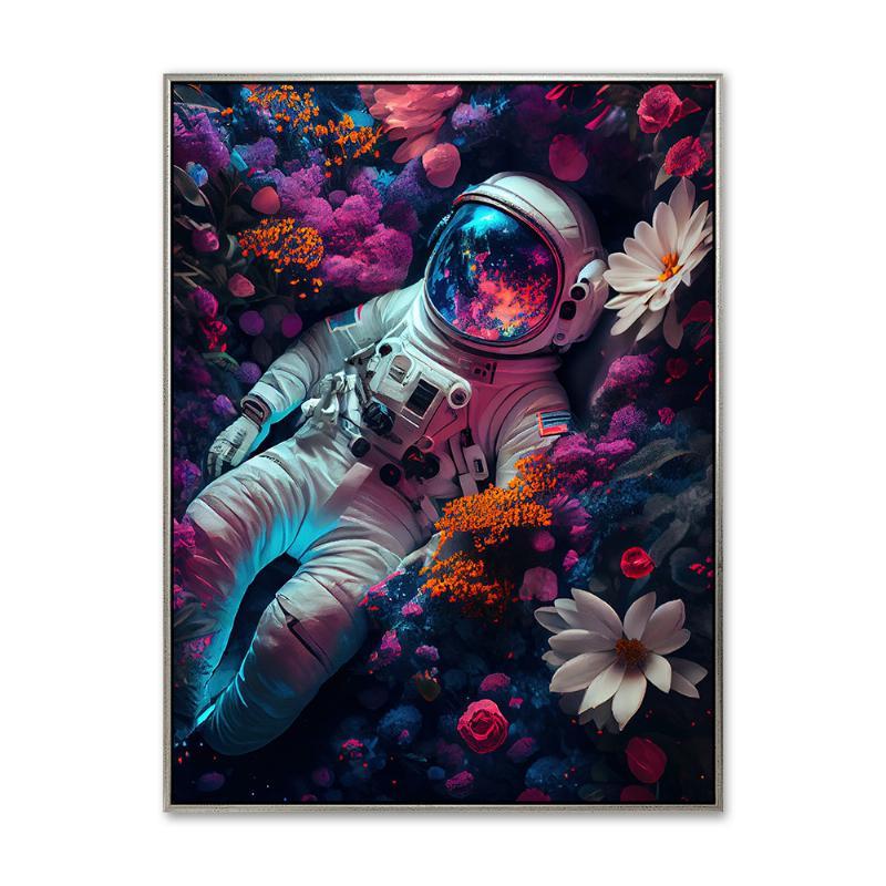 Rummand i blomster - 70x100 cm - Sølv ramme
