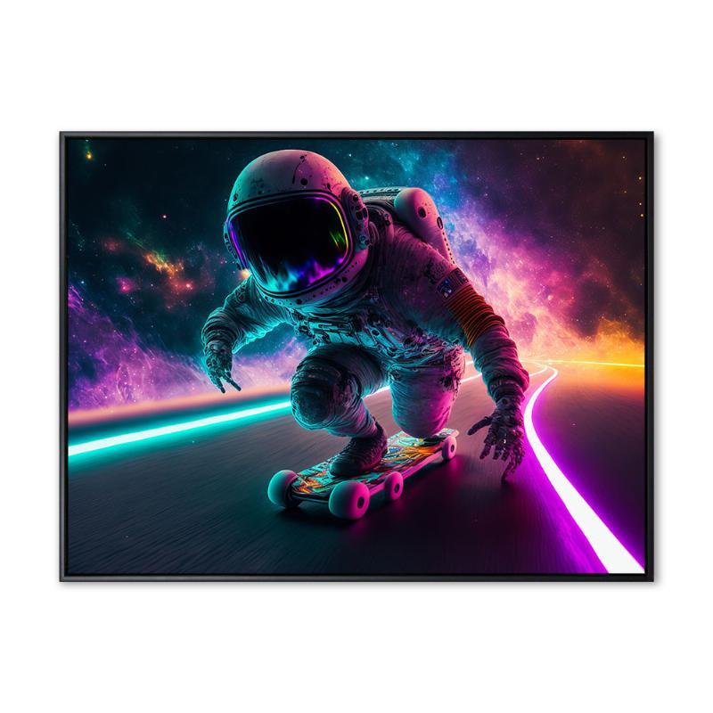 Spaceman skateboard - 90x120 cm - Sort ramme