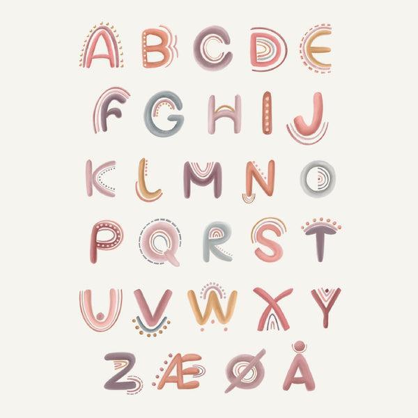 Lille ABC Plakat - Abstrakt Design - Beige Baggrund