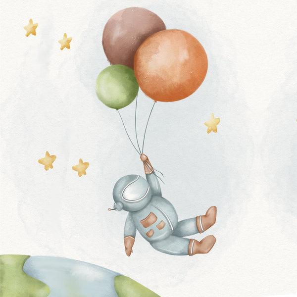 Lille Plakat med Astronaut og Balloner