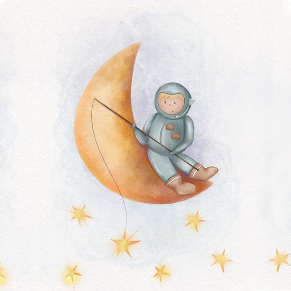 Lille Plakat med Astronaut på Månen