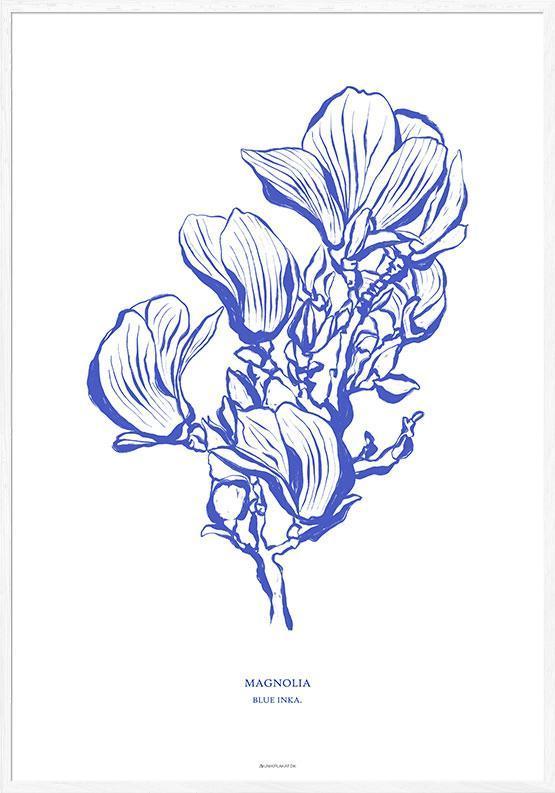 Kunstplakat - Blå Magnolia Blomst