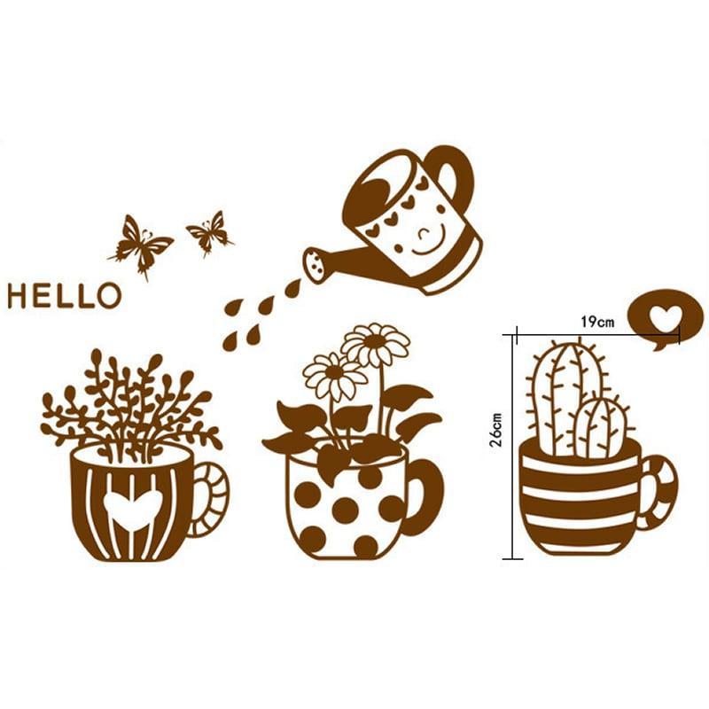 Blomster wallsticker med krukker og vandkande