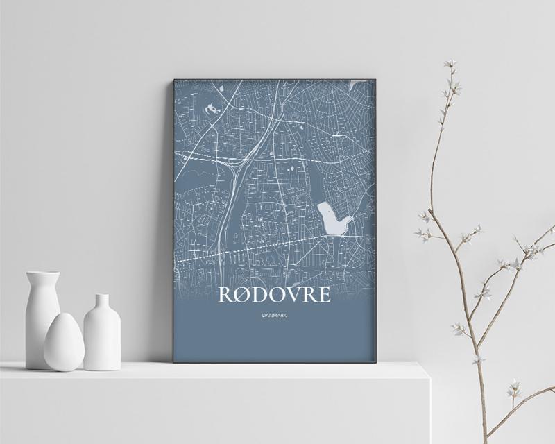 Rødovre Plakat - Havblå Kort 50x70 cm