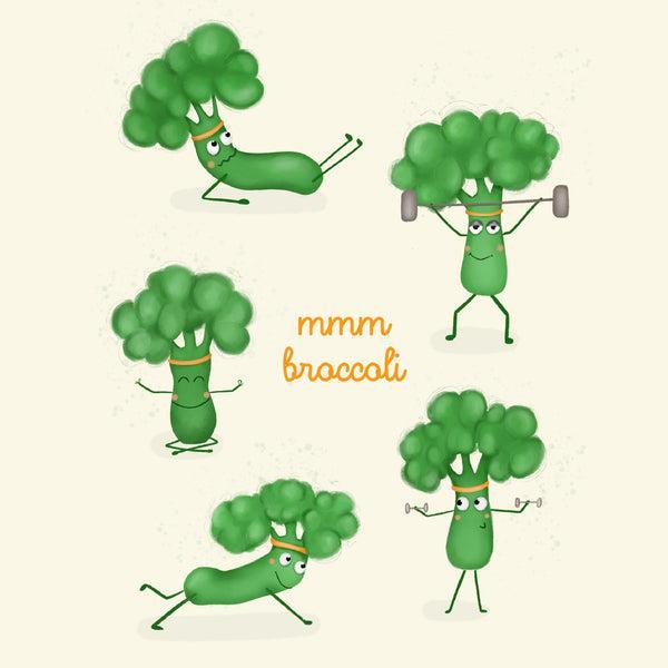 Lille Plakat med Broccoli og Motionstema