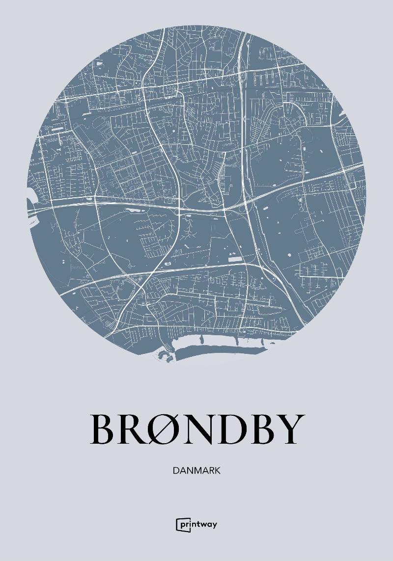 Brøndby Plakat Rundt Havblå 42x60 cm (A2)