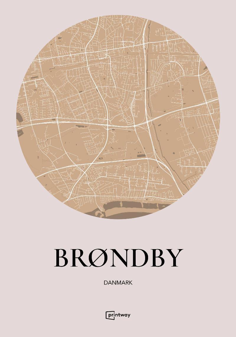 Brøndby Plakat Rundt Guld 30×42 cm (A3)
