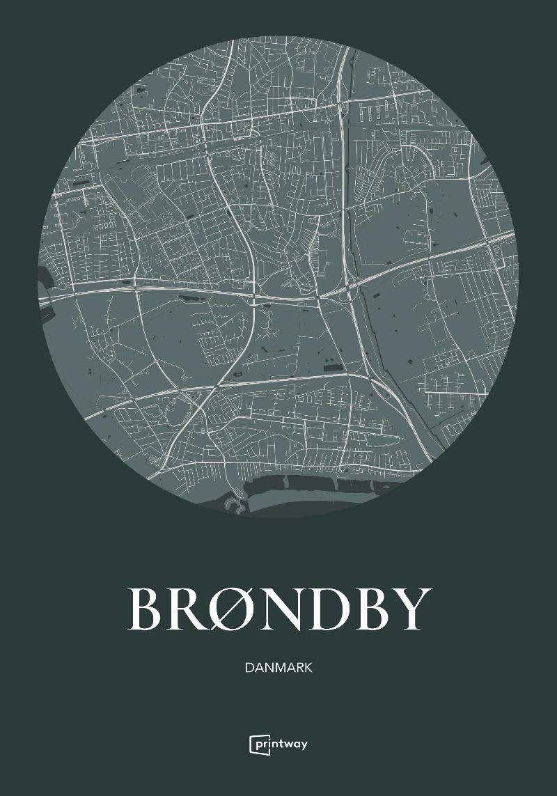 Brøndby Plakat Rund Skovgrøn 60x84 cm (A1)