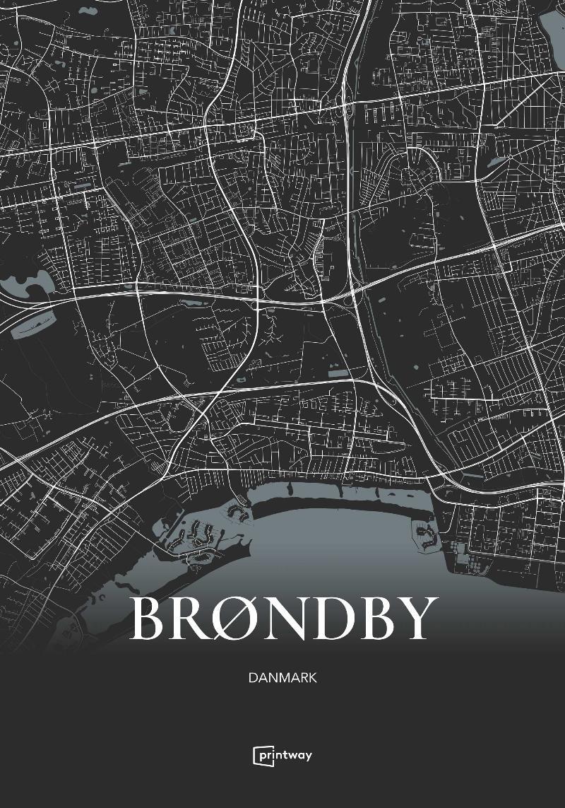 Brøndby Plakat - Sort A3 30x42 cm