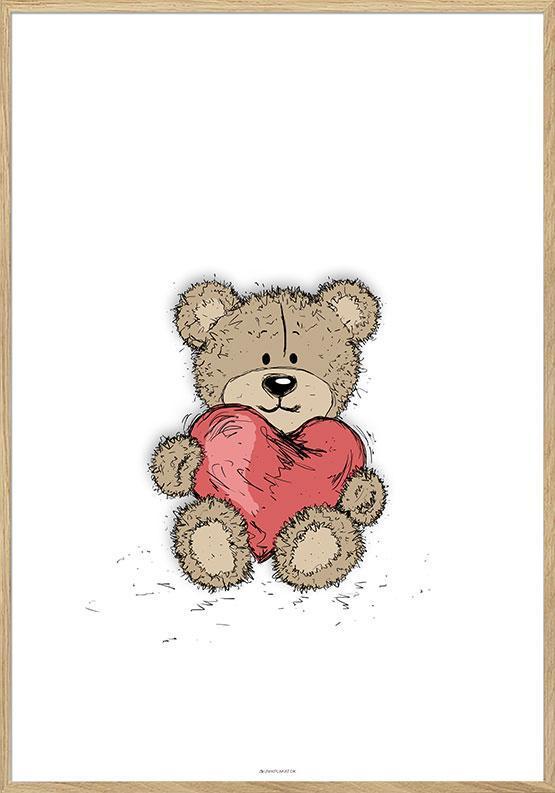 Casual bamse med hjerte plakat