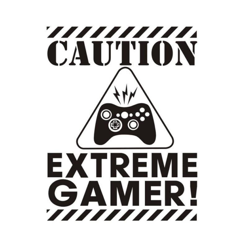 Stor gamer vægklistermærke - Advarsel! 73x57cm