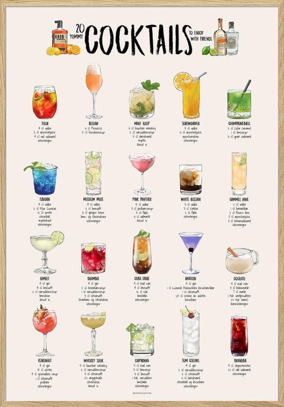 Cocktailplakat - 20 lækre drinkopskrifter