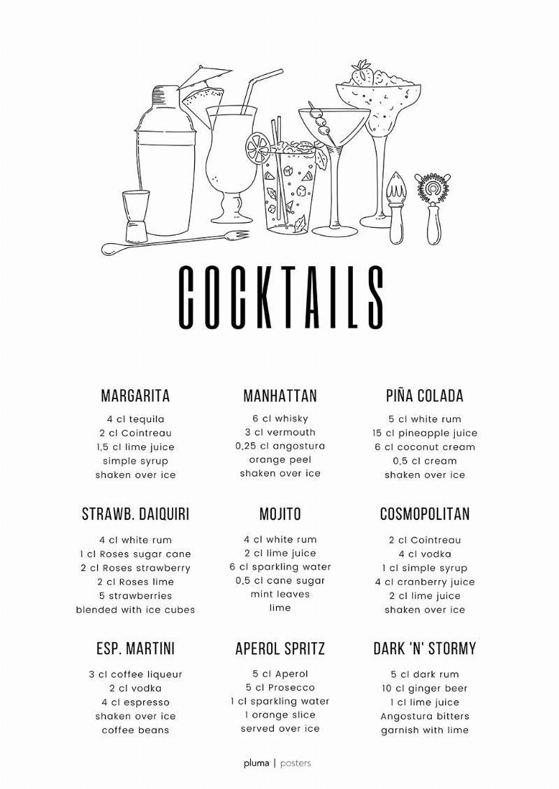 Cocktailplakater fra Pluma