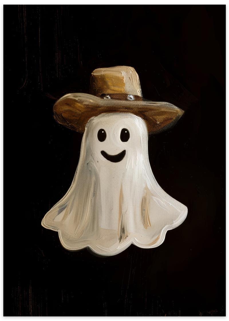 Cowboy Spøgelse Plakat - Skøn Halloween Dekoration