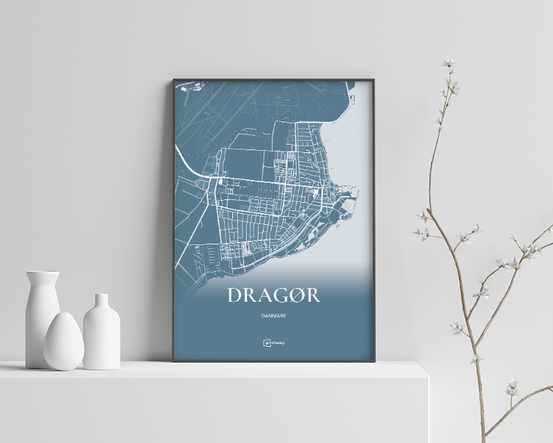 Dragør Plakat - Havblå Kort 21×30 cm (A4)
