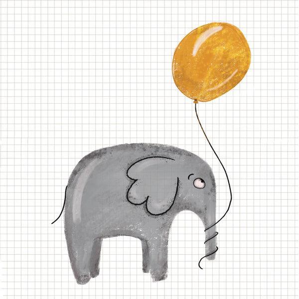 Lille Elefant Plakat Med Ballon