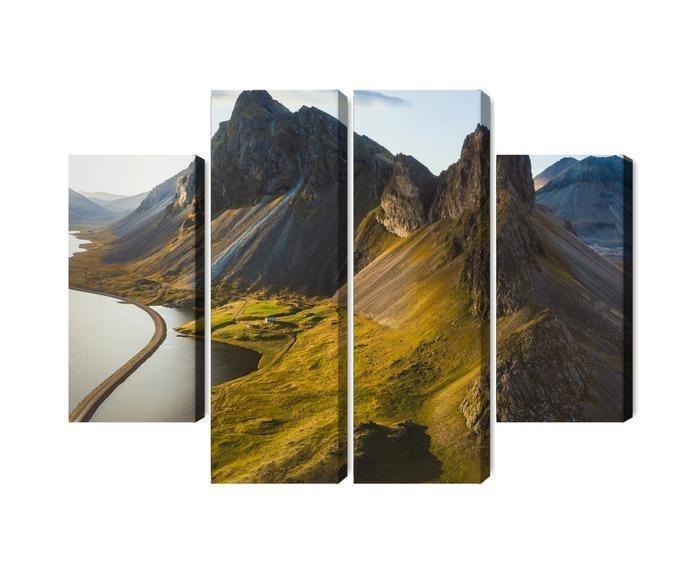 3D Luftfoto af Islandske Bjerge på Lærred