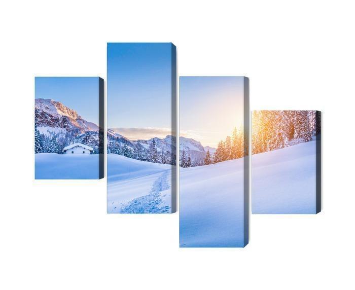 Vinterbillede af Alperne - 3D Lærredskunst