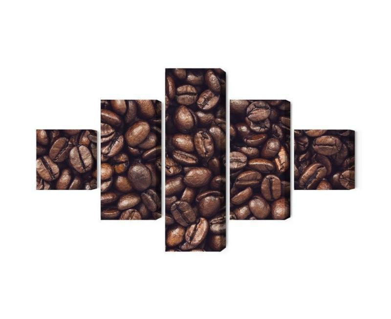 Flerdelt lærred med brændte kaffebønner