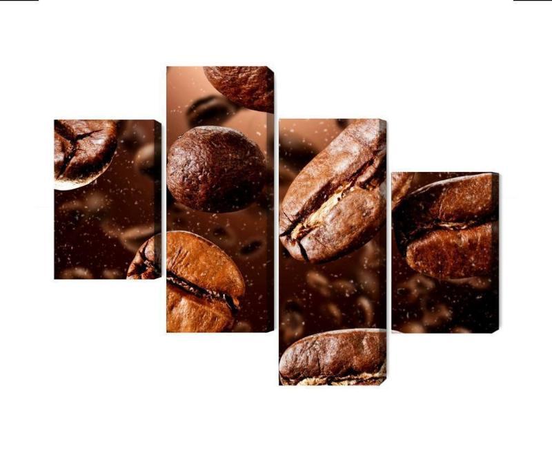 Brune kaffebønner på flerdele lærred