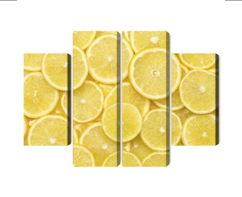 Citronskiver på lærred i flere dele