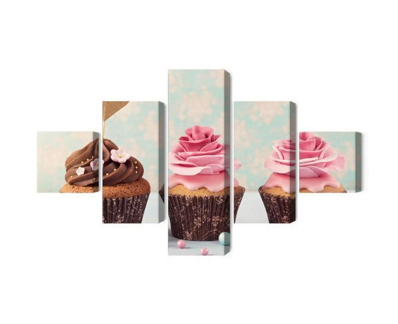 Sammensat lærred med cupcakes og flødeskum