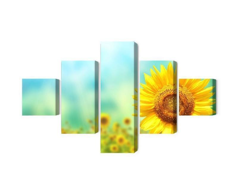 Dekorative 3D solsikkeblomster på lærred