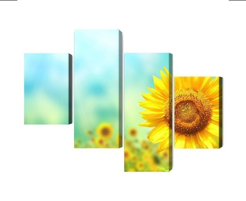 Dekorative 3D solsikkeblomster på lærred