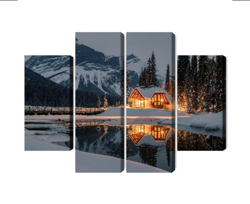 Flerdelt lærred: Emerald Lake om vinteren