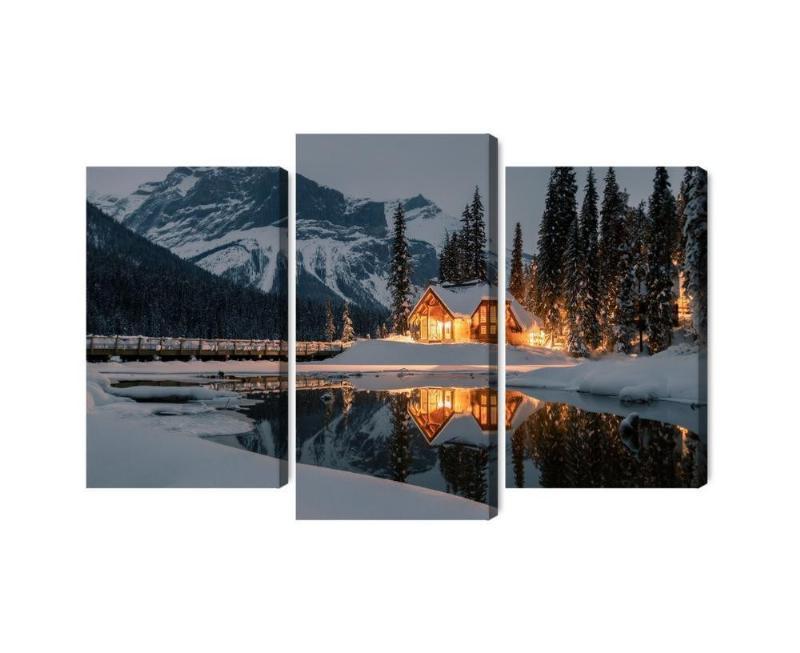Flerdelt lærred: Emerald Lake om vinteren