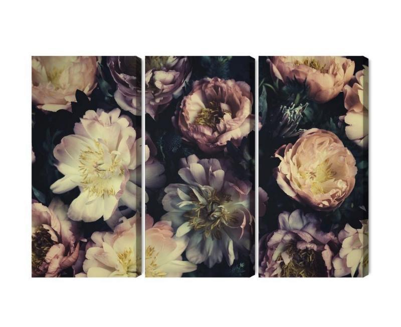 Vintage stil blomsterbuket på fler-delt lærred
