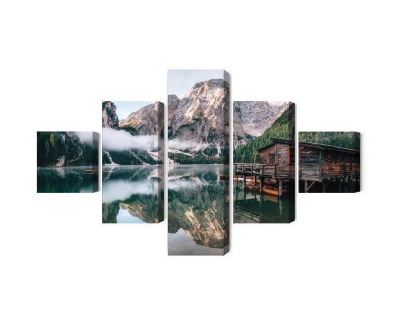 Sommerhus ved søen Braies - 3D lærred billede